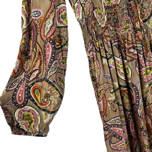 Rusttydustty Maxi Dress Size Medium Paisley Brown Tan - Picture 4 of 12